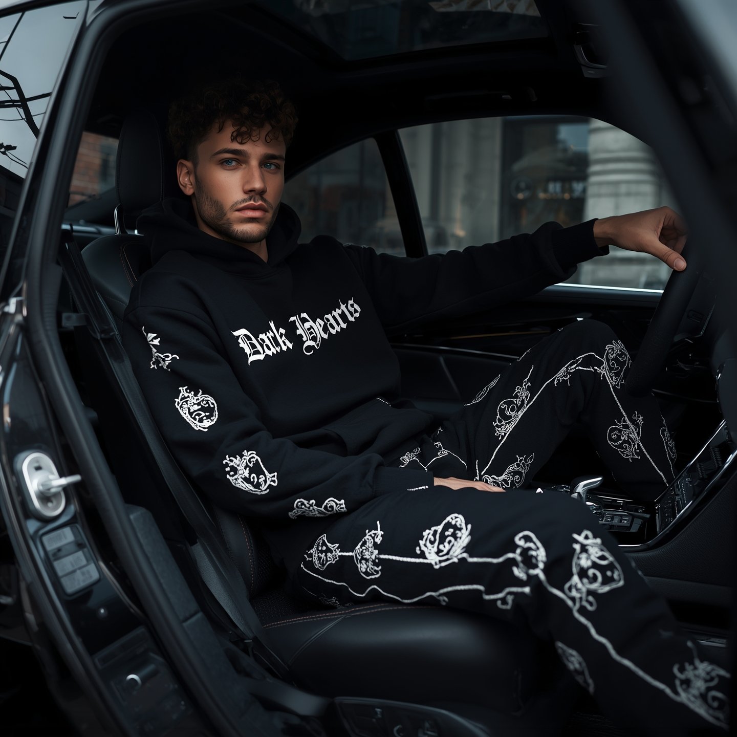 lucid origin a fashion model wearing a black dark hearts hoodi 3 (1)